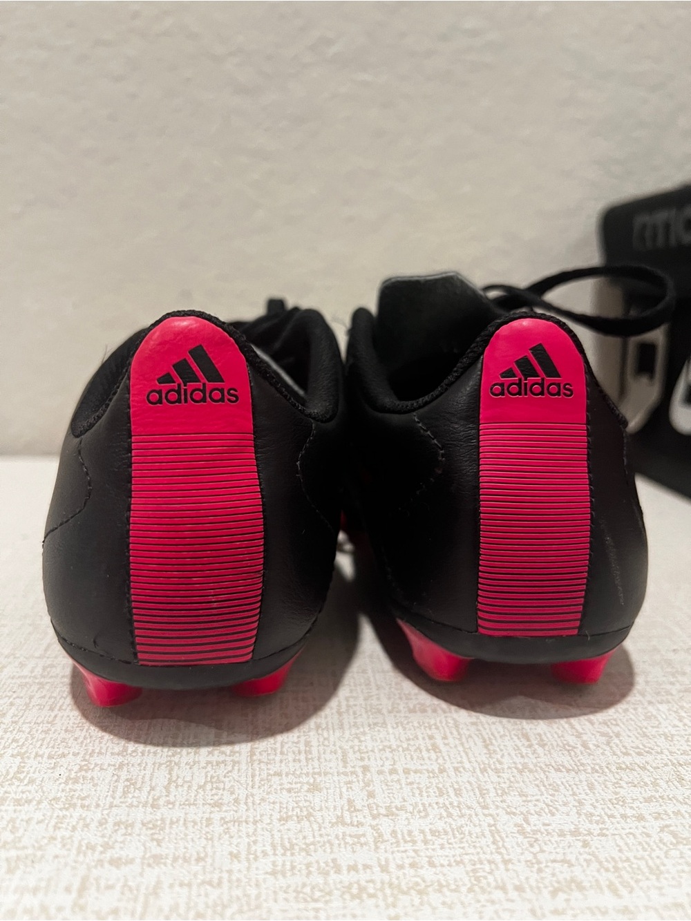 adidas Kids Black and Hot Pink Soccer Cleats
